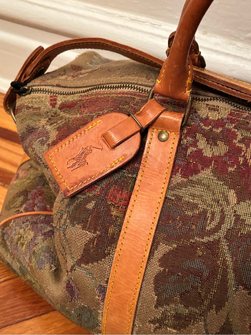 Vintage 1990s Ralph Lauren Weekender Tapestry Duffle Bag - Old Money Aesthetic - Picture 3 of 16